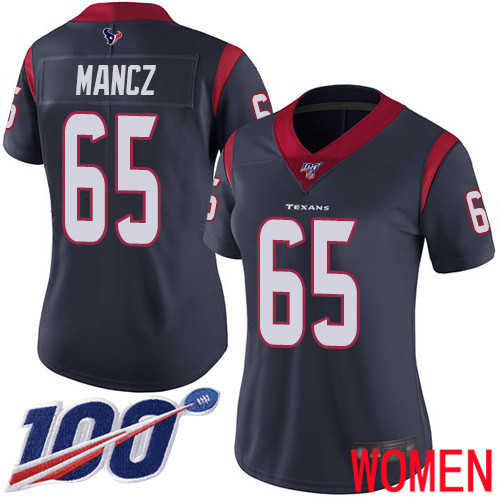 Houston Texans Limited Navy Blue Women Greg Mancz Home Jersey NFL Football #65 100th Season Vapor Untouchable